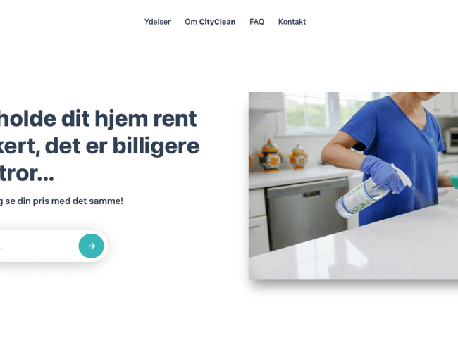 Cliinly - Ny SaaS software til rengøringsbranchen - giver kunderne komplette tilbud på 10 sekunder! Automatiserer hele rengøringsfirmaets tilbuds- og faktureringproces. 450 udviklingstimer - 100% automatiseret, så den kræver INTET manuelt arbejde.