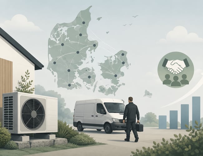 Højtydende, landsdækkende varmepumpevirksomhed med 300 serviceaftaler og flot vækst.