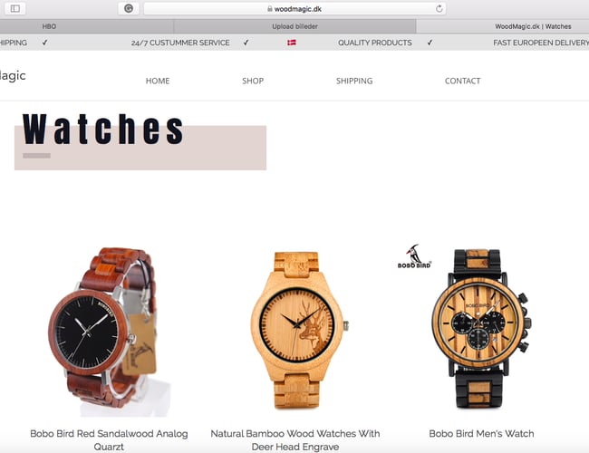 Woodmagic.dk - Nyoprettet Ur-webshop med et lækkert design