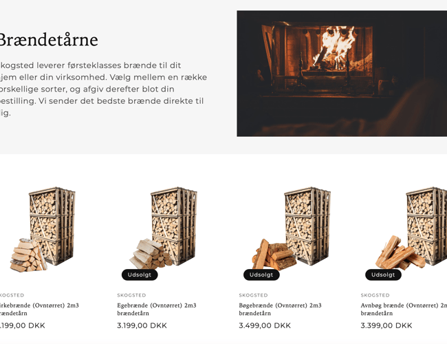 Attraktiv dropshipping shop til salg - 10k i omsætning første dag! - salg af brændetårn og øvrige brændeprodukter 