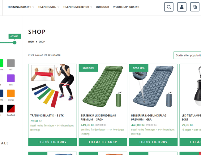 Sport og fritidswebshop sælges - Omsætning 2022: 793.000 kr. - netto 602K