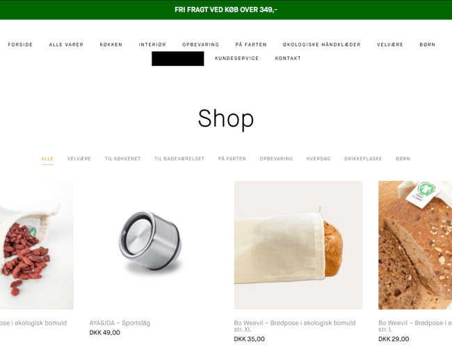 Webshop med bæredygtige produkter, omsætning og et stort leverandørnetværk