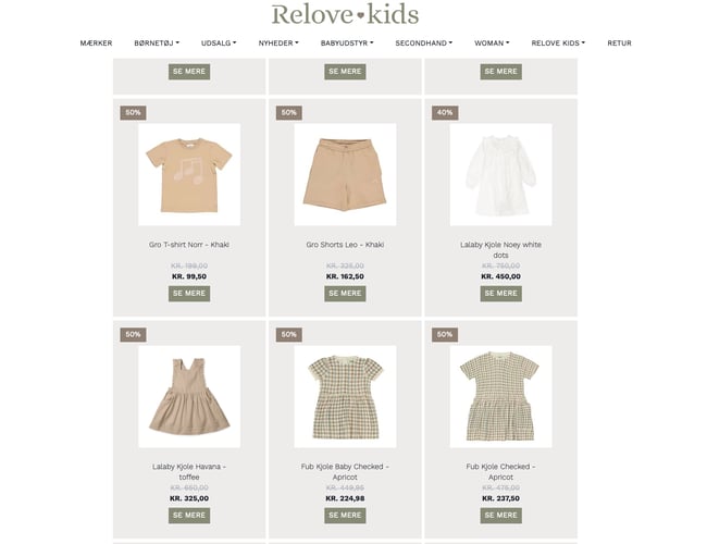 ReloveKids Børnetøjs webshop til salg 