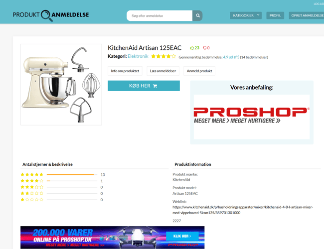 Produktanmeldelse.dk - Køreklart website med brugere og anmeldelser