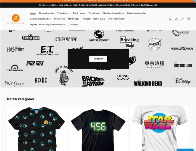 Flot merch webshop fra oktober 2021 med god organisk trafik sælges