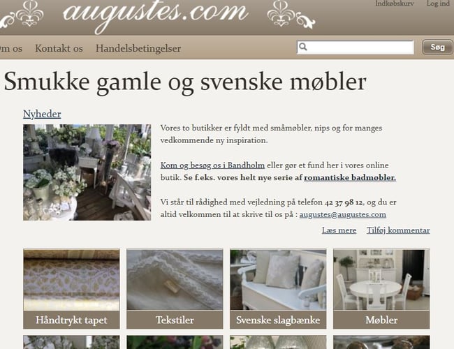 Augustes.com - Webshop med møbler, nips og brugskunst - Solgt for 200.000kr. i 2018