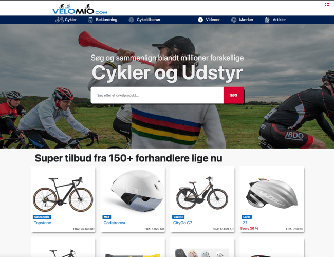 Partner til cykelsøgemaskinen Velomio.com