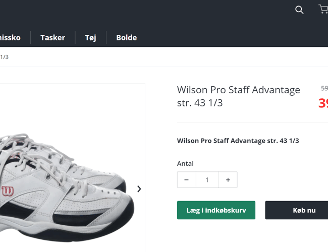 Køreklar webshop med secondhand tennisudstyr