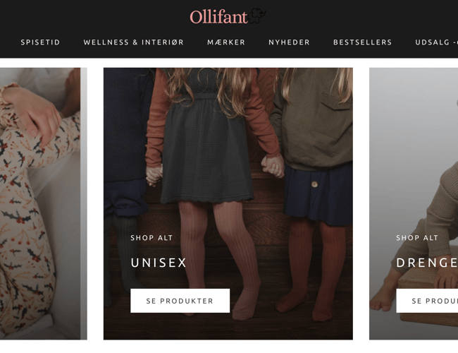 Ollifant.dk - webshop med +65.000 følgere - Millionomsætning - stort potentiale.