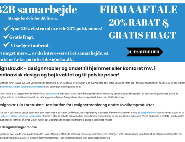 Hurtig møbel og interiør webshop som hurtigt kan ændres til dit behov