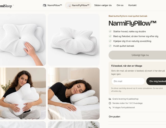 Narmisleep.dk med ergonomiske hovedpuder til salg