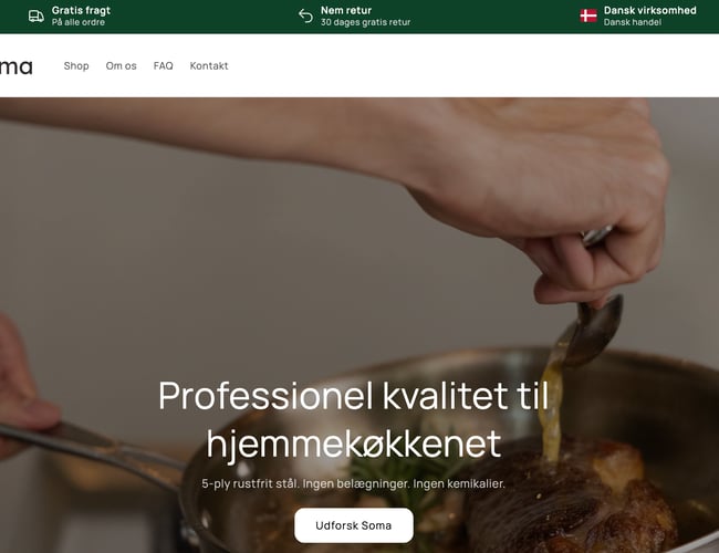 5-ply stegepander i rustfrit stål sælges med webshop og varelager