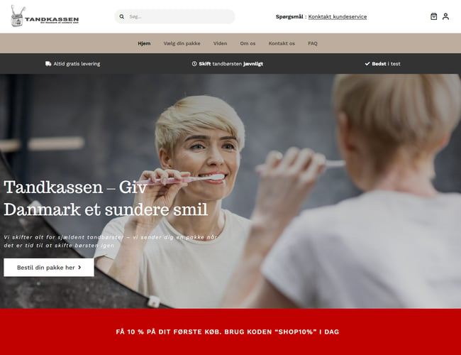 Nyudviklet webshop med spændende tandpleje abonnementskoncept sælges billigt