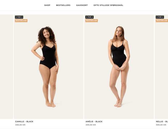Shapewear webshop, fuld funktionel og automatiseret