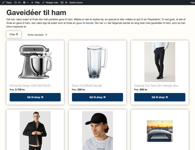 Affiliate hjemmeside (fokus på gaveinspiration)