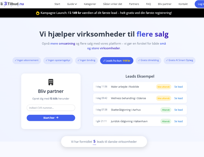 Få3Tilbud.nu – AI-drevet Leadgenereringsplatform (100% automatiseret)