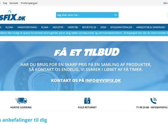 VVS webshop med godt brand og kæmpe potentiale - Omsætning 2022: 8.9 million kr.