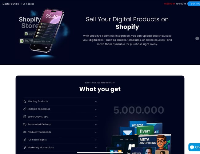 Køreklar webshop på autopilot. Digitale produkter i alle genre med 100% fortjeneste