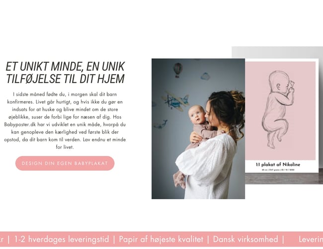 Babyposter. dk | 100% Køreklar webshop med skræddersyede babyplakater