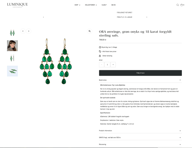 Eksklusiv webshop smykkebutik til salg – LUMINIQUE