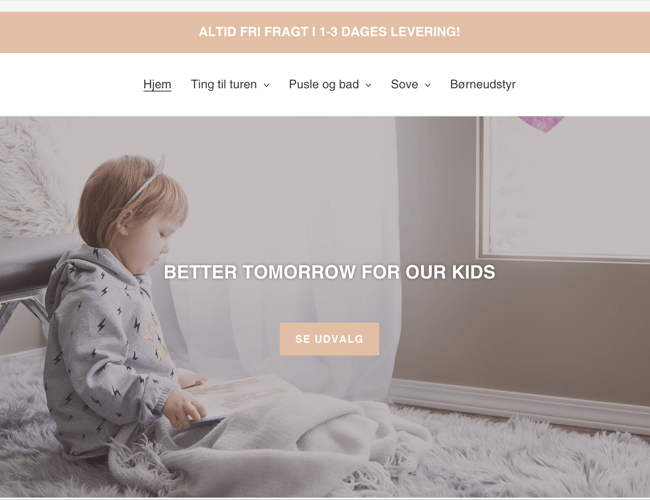 Dropshipping butik med salg af børne produkter