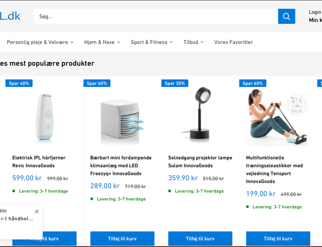 Dropshipping webshop køreklar. Hurtig EU leverandør med over 50.000 produkter. - Omsætning på 13.000 kr.