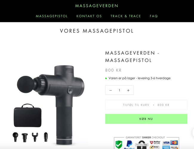 Dropshipping Webshop med salg af Massagepistol - Forsendelse fra EU
