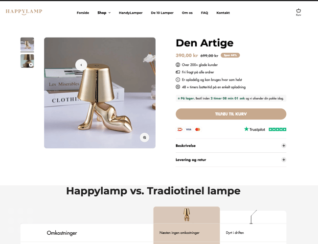Veletableret webshop - salg af unikke lamper