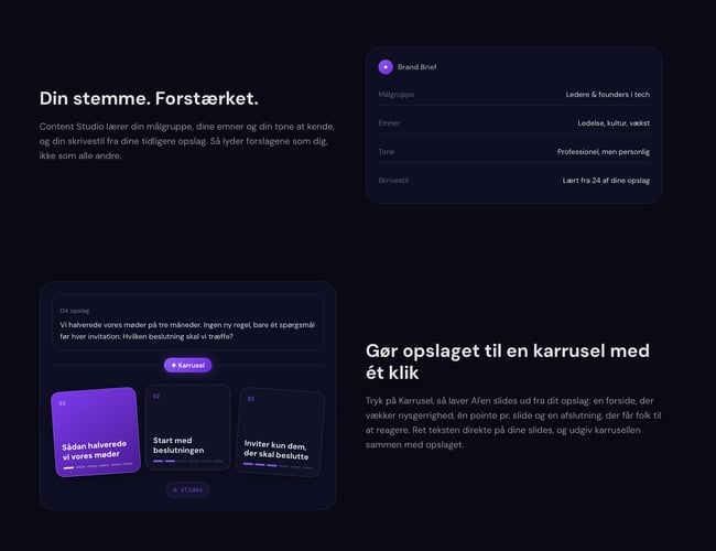 Content Studio - færdig AI SaaS til LinkedIn, der laver indtalte idéer og tanker på farten om til opslag, der rammer. 134 LinkedIn-brugere har allerede skrevet sig op til lanceringen.