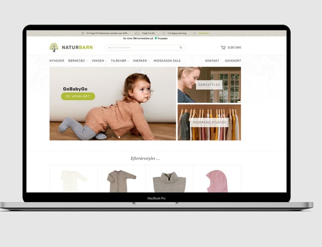 Naturbarn.dk - Kendt webshop med tøj til baby, børn og voksne - Forventet omsætning i 2021: 700.000 kr.