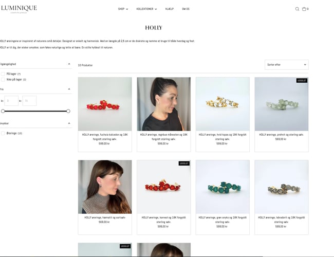 Eksklusiv webshop smykkebutik til salg – LUMINIQUE