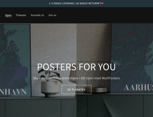 Dropshipping shop med salg af plakater - Avancen ligger på mellem 35-50%.
