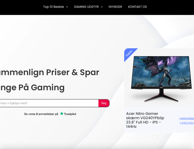 Sammenligningsside af gaming produkter sælges