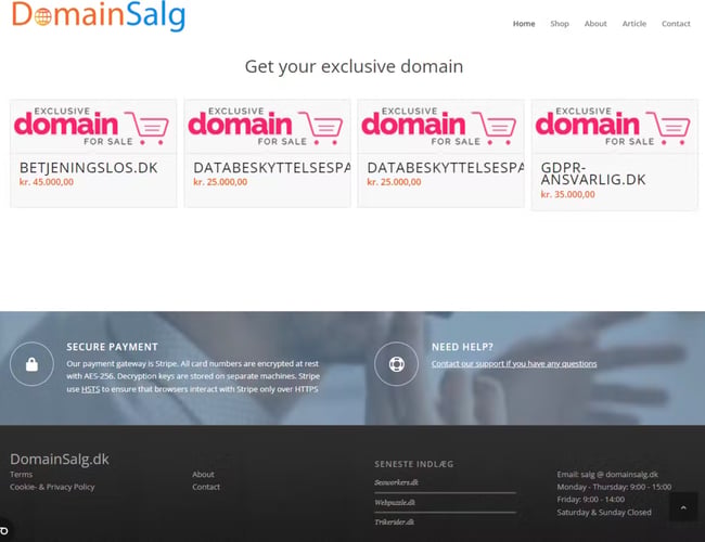 Danmarks største domæne site sælges - Salg af unikke domæner 