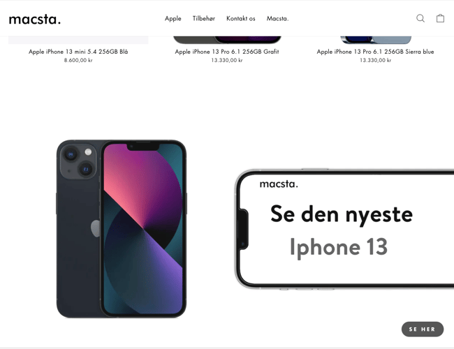 Køreklar webshop med dropshipping af Apple Produkter med Dansk leverendør! Macsta.dk 