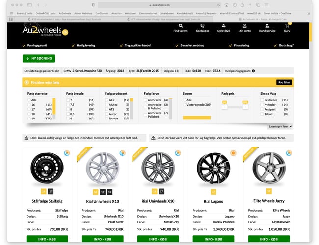 Webshop med salg af dæk & fælge - Dropship - Omsætning: 2.800.000 - Årlig løn før skat: 200.000 kr.