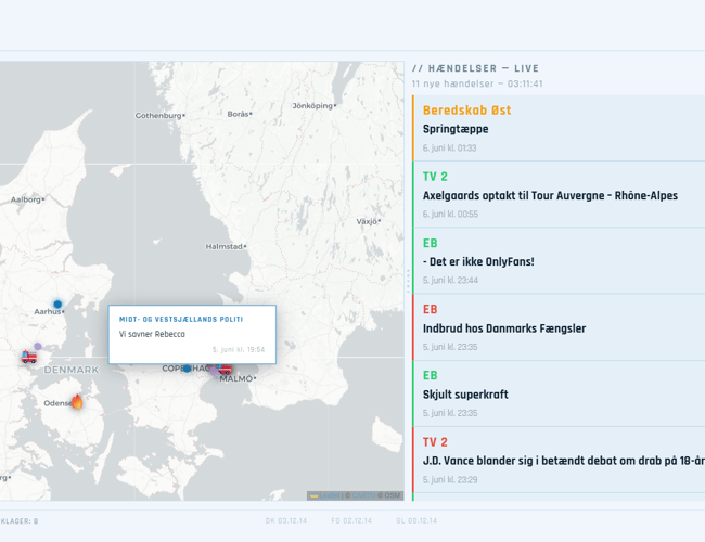 Hændelseskortet.dk — live hændelseskort for Danmark med 1.835 brugere