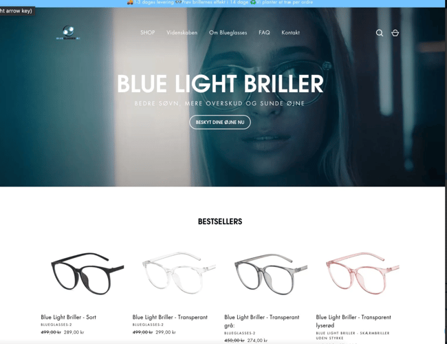 Myblueglasses.dk sælges - Omsætning på 64.556 kr. på 2,5 måned!