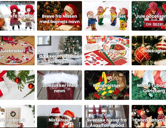 Webshop med salg af juleartikler og broderede og navnepåsatte artikler til baby og børn