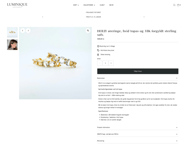 Eksklusiv webshop smykkebutik til salg – LUMINIQUE