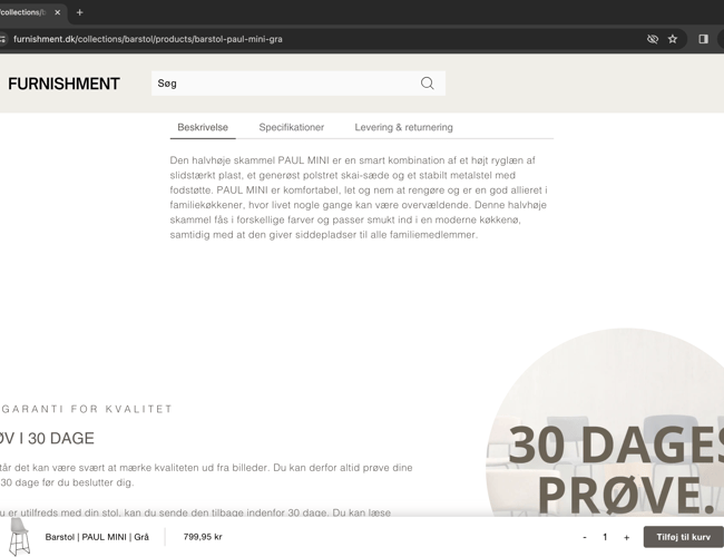 Furnishment | High end dropshipping møbelshop | 100% køreklar