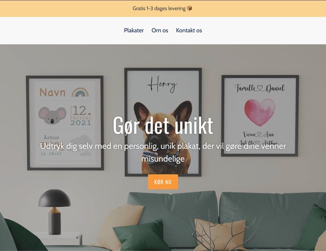 Plakat webshop med omsætning sælges - Dropshipping - omsat for 6500kr. på 3 uger med 300 kr. i ad spend