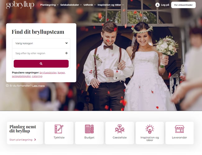 GoBryllup.dk - Kørerklar bryllupsplatform for kommende brudepar