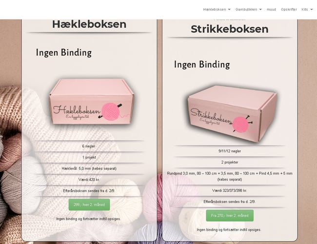 Hækleboksen.dk Abonnementsvirksomhed på Danmarks hurtigst voksende marked. - Omsætning i 2020 ca. 780.000 kr.