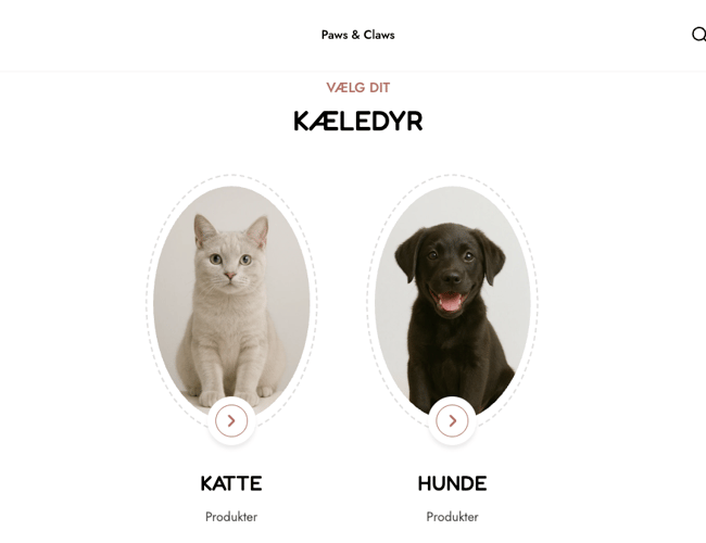 Webshop med salg af produkter til hunde og katte 