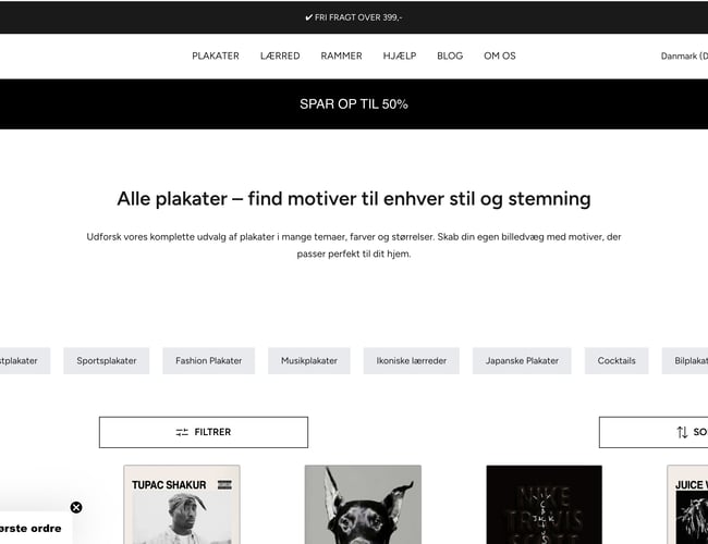Webshop med plakater, lærreder og rammer – stort vækstpotentiale
