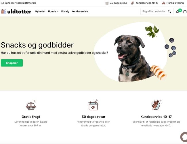 Webshop med salg af hundeudstyr, legetøj, snacks og foder - Omsat for cirka 52.000 kr.