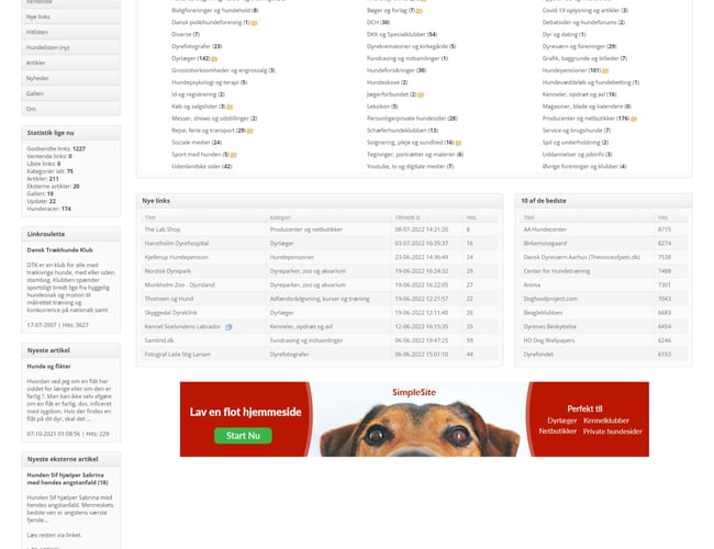 Hunde og linkportal sælges
