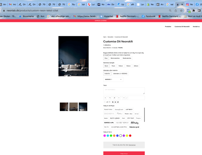LED neonskilte butik med god avance - Omsætning: 401.000,- kr.