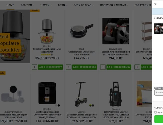 Webshop med automatiseret produktintegration sælges